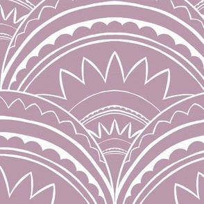 Boho Art Deco 'Mabel' Scallop mauve Unicolor (L)