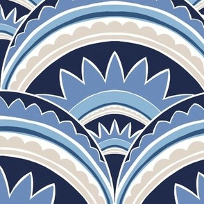 Boho Art Deco 'Mabel' Scallop denim blue (L)