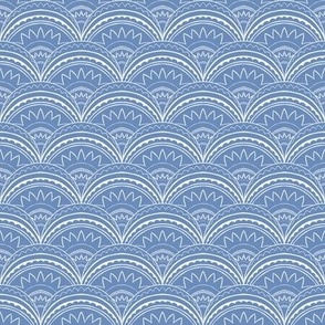 Boho Art Deco 'Mabel' Scallop denim blue Unicolor (S) 