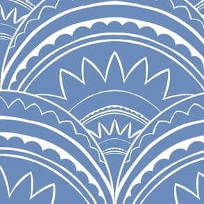 Boho Art Deco 'Mabel' Scallop denim blue Unicolor (L)