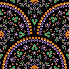 24” Halloween Cottagecore Maximalist Rainbow Dot Mandala Art Deco Scallop - Large