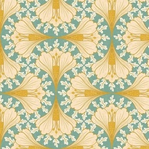 m/ ogee crocus floral turquoise gold