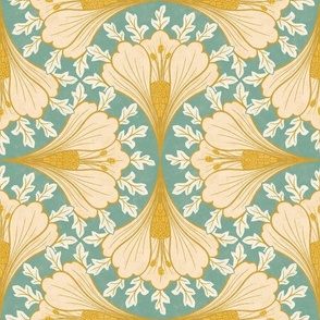 l/ ogee crocus floral turquoise gold