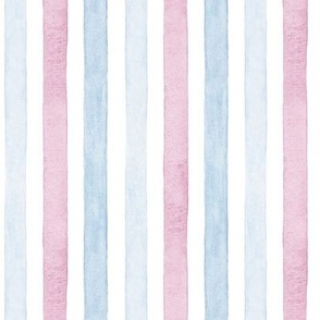 Watercolor Hand Drawn Light Blue and Magenta Stripes, M