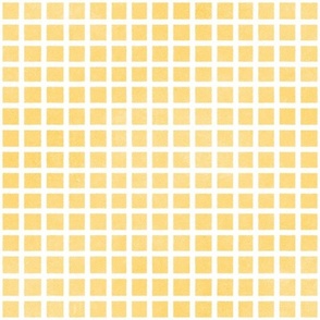 boho checks square grid 1 one inch white hand drawn stripes on light sunshine yellow pastel gold for quilt coordinate or wallpaper
