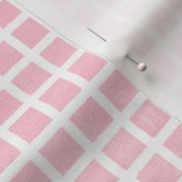 boho checks square grid 1 one inch white hand drawn stripes on light rose pastel pink for quilt coordinate or wallpaper