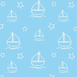 Nautical Sailboats Stars on Blue Baby Boy Nursery 