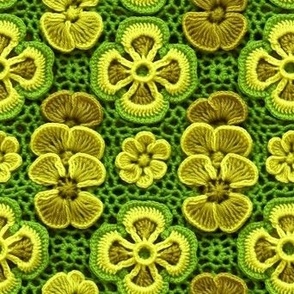 chartreuse floral crochet