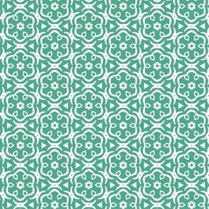 Jasmine - Floral Geometric Teal White Small