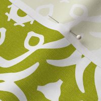 Jasmine - Floral Geometric Lime Green White Large 