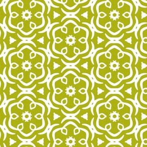 Jasmine - Floral Geometric Lime Green White Regular