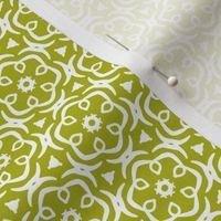Jasmine - Floral Geometric Lime Green White Small