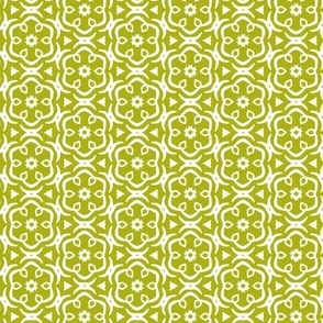 Jasmine - Floral Geometric Lime Green White Small