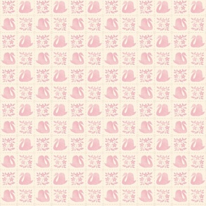 Swans & Blossoms - Mid pink on cream | 3