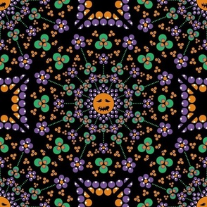 12” Halloween Cottagecore Maximalist Rainbow Dot Mandala Diamond Tile - Medium