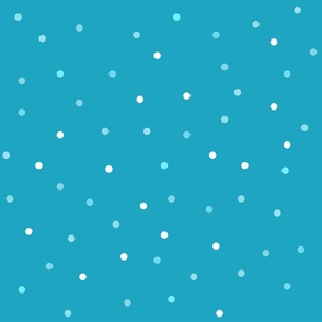 Seamless White Random Polka Dots Pattern On Blue Background