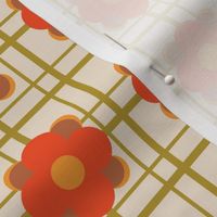 Retro Floral Plaid Tablecloth