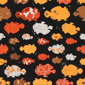Frogfish Formation - Orange And Yellow On Black Sand