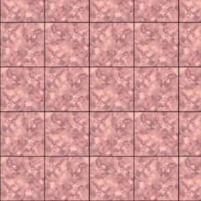 Deer Hunter Camo Cheater Quilt, Faux Stitched 4-Inch Blocks, Pink