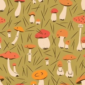 Cartoon Mushroom Cute Aesthetic Trippy Woodland Print