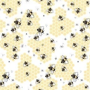 Medium Bees and Honeycomb, White