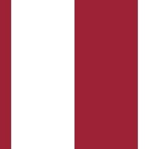 Custom 2.5 inch red and white vertical stripe in Pantone 201c