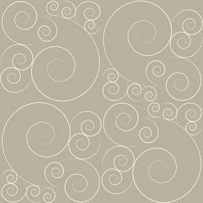 Abstract Small Curly Swirls in Warm Taupe Gray