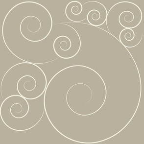 Abstract Curly Swirls in Warm Taupe Gray