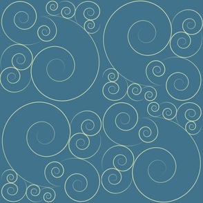 Abstract Small Curly Swirls in Azure Blue