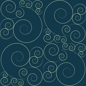 Abstract Small Curly Swirls in Marine Blue