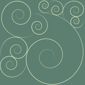 Abstract Curly Swirls in Moss Green
