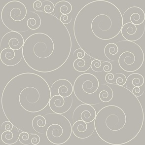 Abstract Small Curly Swirls in Putty Gray