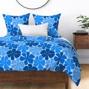 retro blue flowers (jumbo scale) | modern charm with minimal abstract floral pattern