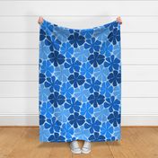 retro blue flowers (jumbo scale) | modern charm with minimal abstract floral pattern