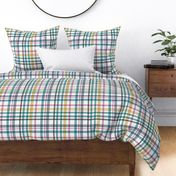 Multicolor Plaid on White; Coordinate for American Folksy Floral. Spindrift Studio, Cait Kirste