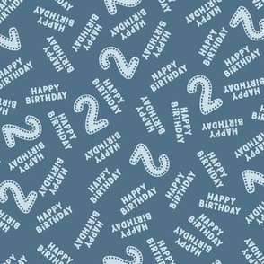 Happy Birthday 2nd Second Birthday Number Two Unisex Celebration Typography on Admiral Blue