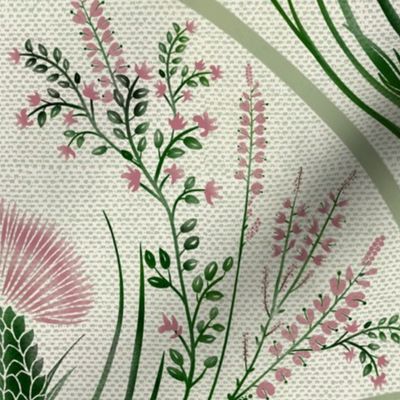 (L) Scottish Thistle: Pride and Protection // Light Pink and Green on Ivory