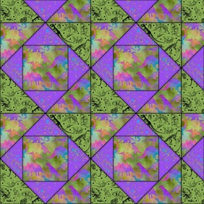 Dinosaur Quilt Blocks, Green and Purple