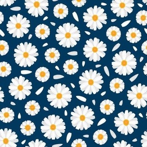 Daisy Flowers Navy Blue 1