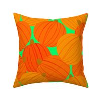 Orange Pumpkins on Green Background - Large Scale