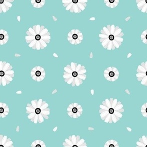 Daisy Flowers / turquoise 1