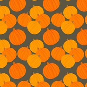 Orange Pumpkins Gray Background