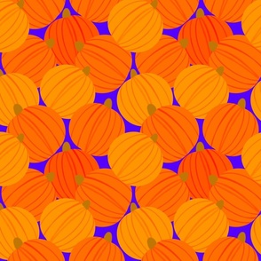 Orange Pumpkins Blue Background  - Medium Scale