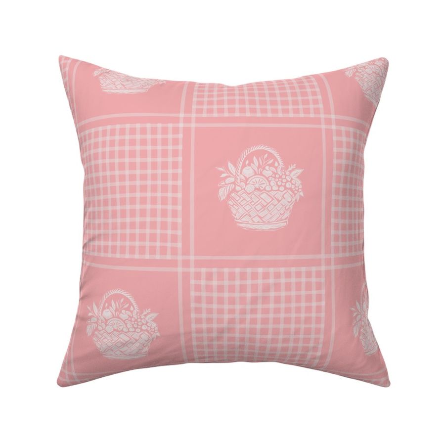 picnic fruit basket blanket in flamingo pink - medium