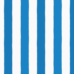 Modern Minimalist Two Tone White and Azure Blue Deckchair Vertical Coastal Stripes