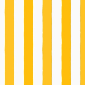 Modern Minimalist Handpainted Bright Yellow Deckchair Vertical Coastal Stripes