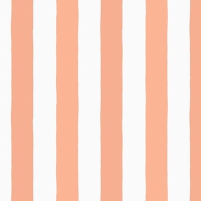 Modern Minimalist Two Tone White and Peach Pink Deckchair Vertical Coastal Stripes