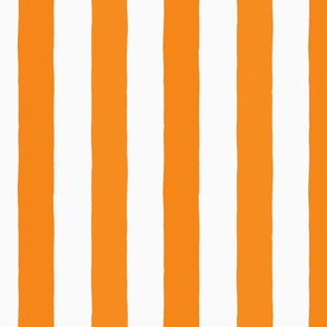 Modern Minimalist Handpainted Pumpkin Orange Deckchair Vertical Coastal Stripes