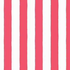 Modern Minimalist Two Tone White and Raspberry Red Deckchair Vertical Coastal Stripes