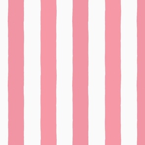 Modern Minimalist Two Tone White and Salmon Pink Deckchair Vertical Coastal Stripes